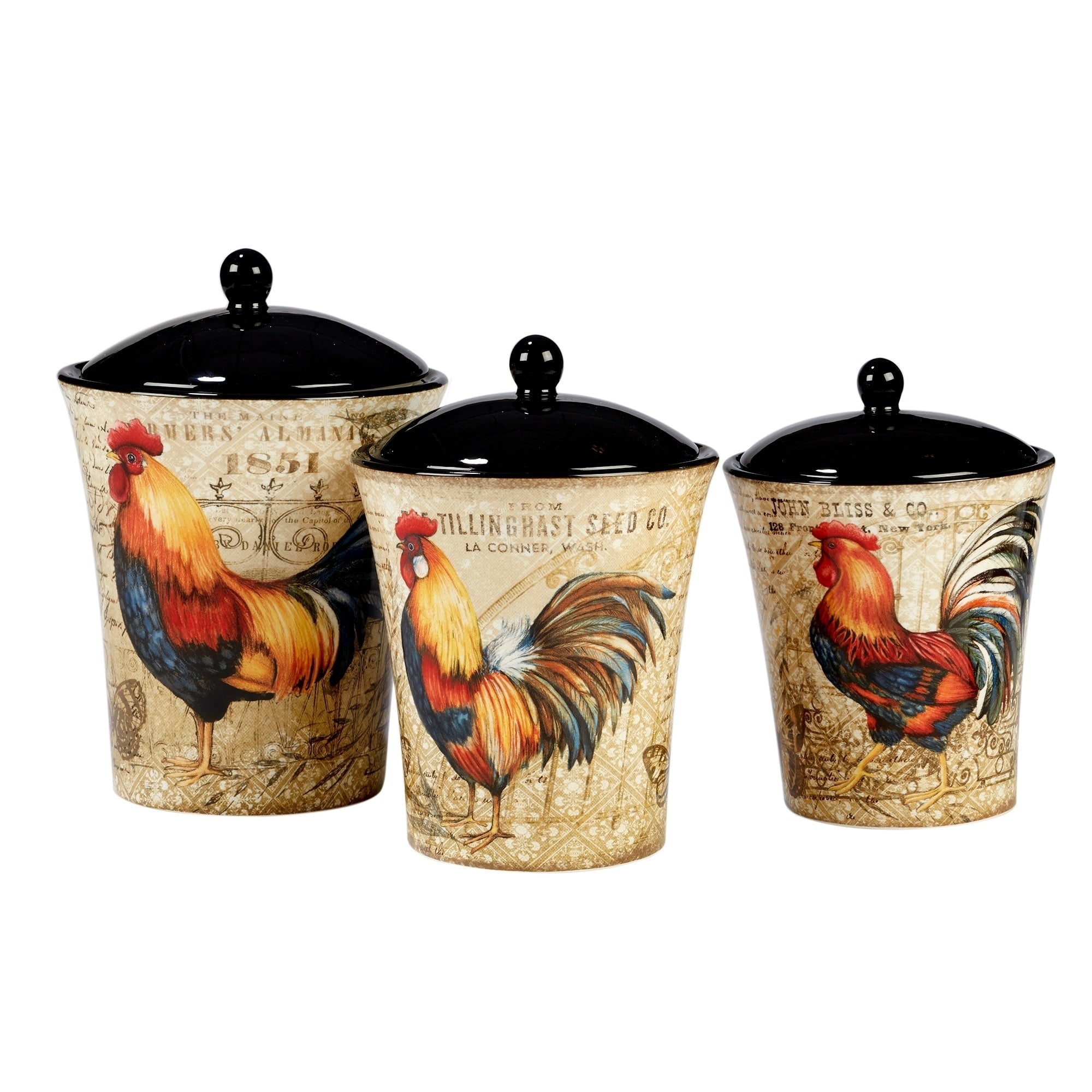 Certified International Gilded Rooster 3 Piece Canister Set