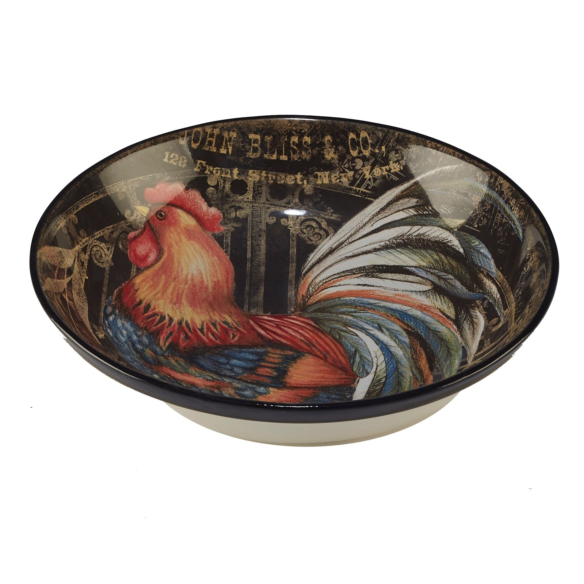 Certified International Gilded Rooster Serving Pasta Bowl