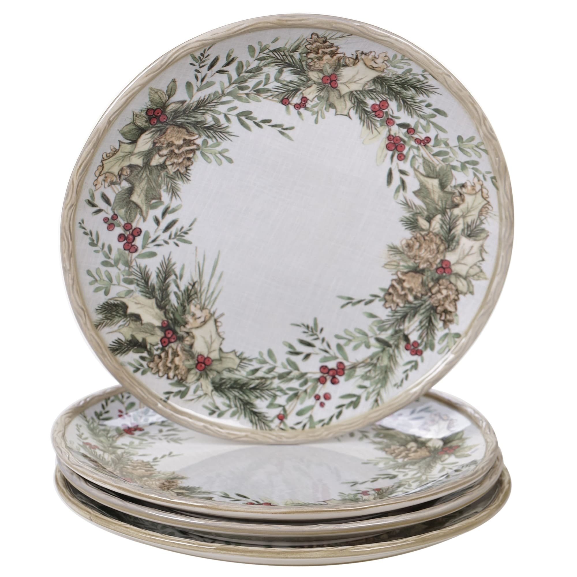 Certified International Holly And Ivy 11 Inch Dinner Plates Set Of 4