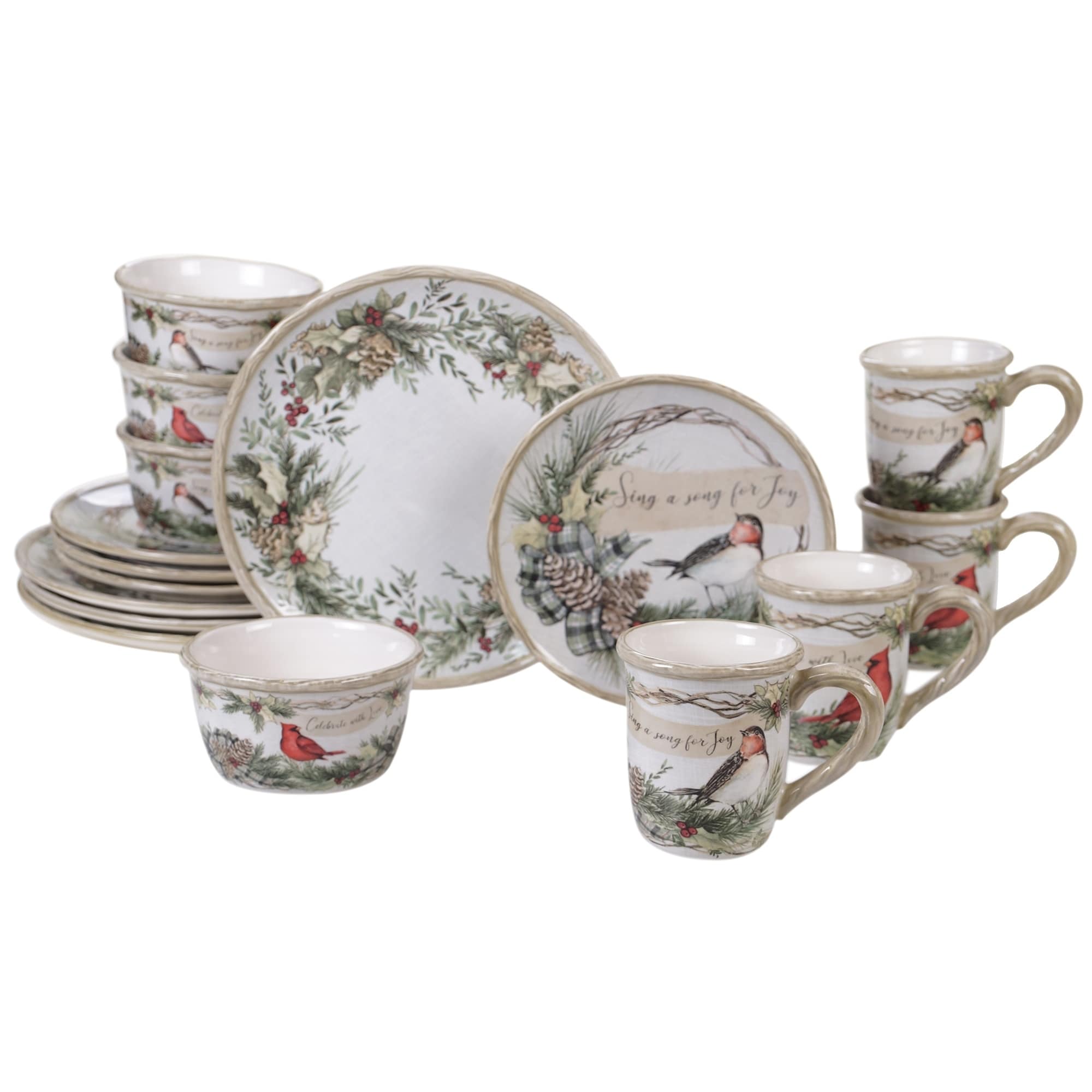 Certified International Holly And Ivy 16 Piece Dinnerware Set