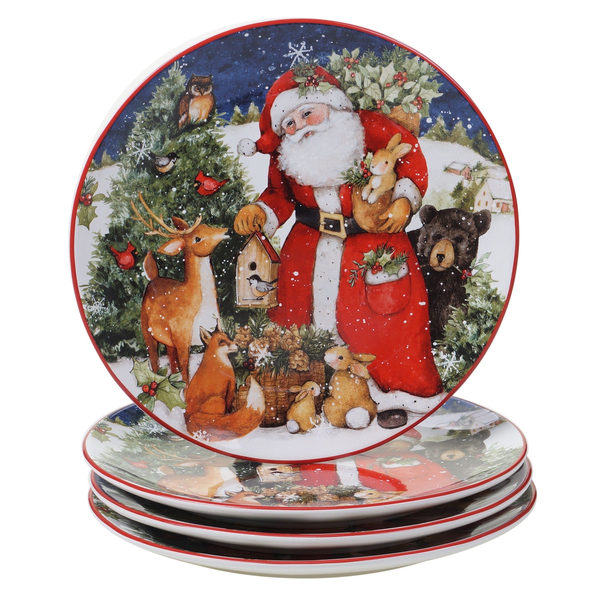 Certified International Magic Of Christmas Santa 11 Inch Dinner Plates Set Of 4