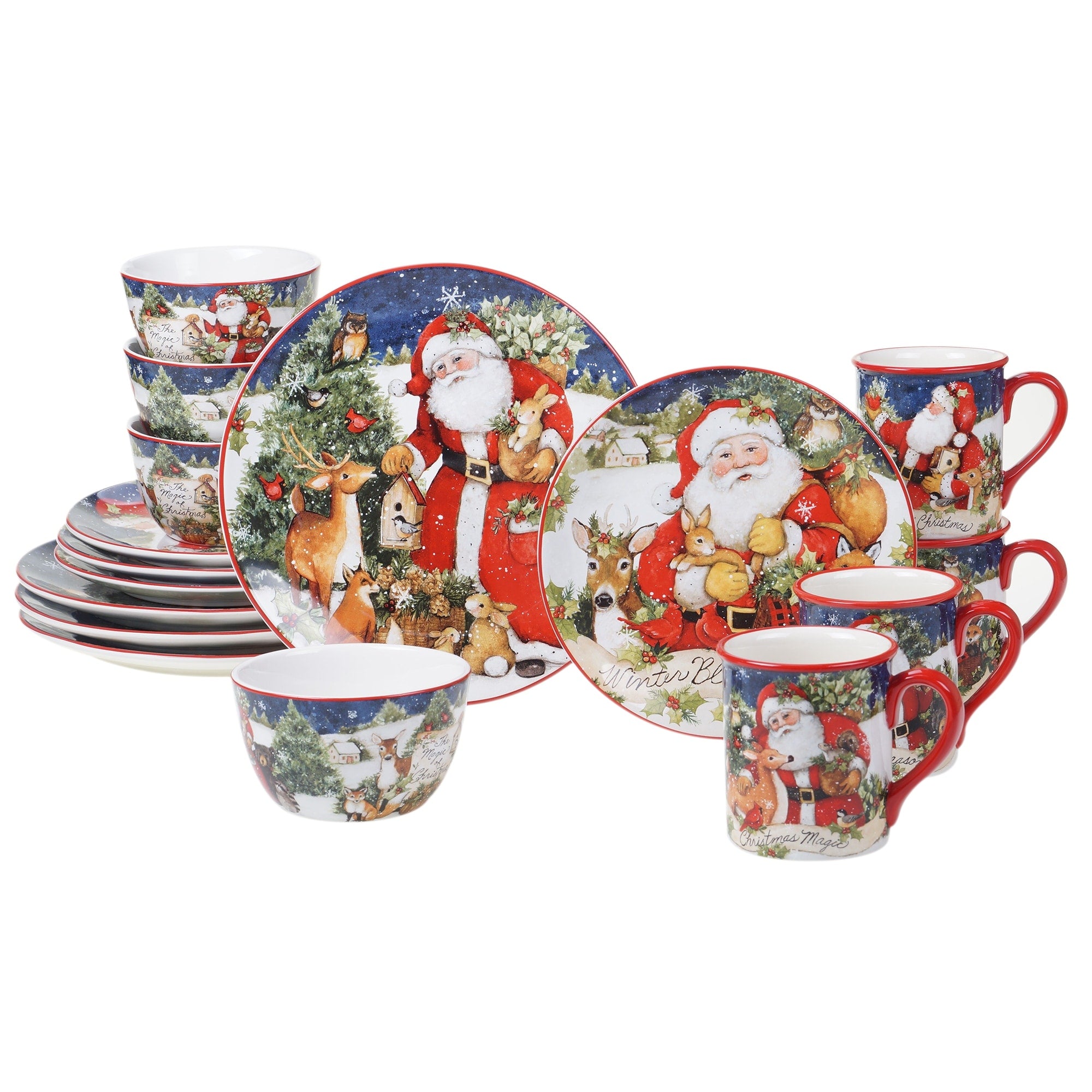 Certified International Magic Of Christmas Santa 16 Piece Dinnerware Set Service For 4