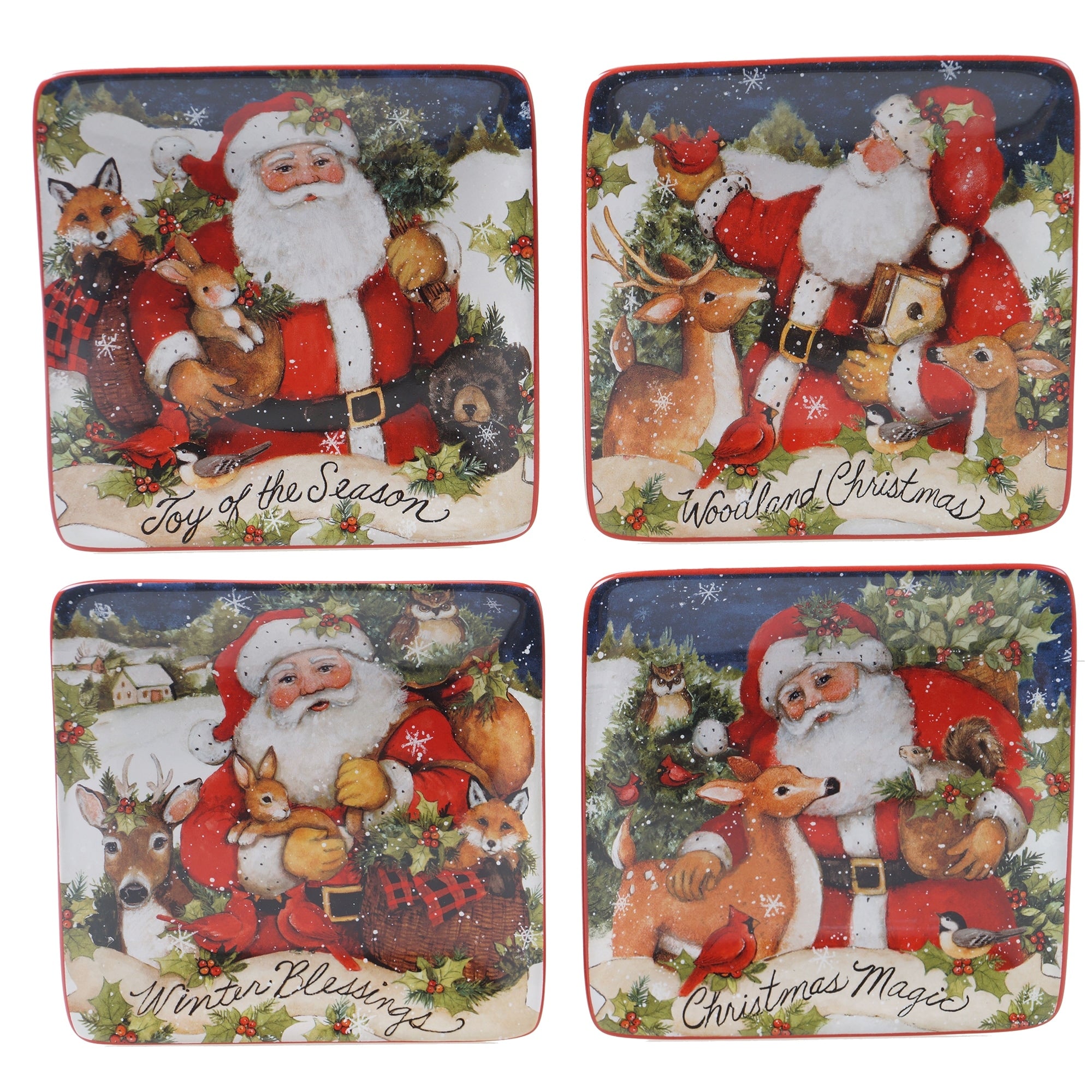Certified International Magic Of Christmas Santa 6 Inch Canape Luncheon Plates Set Of 4
