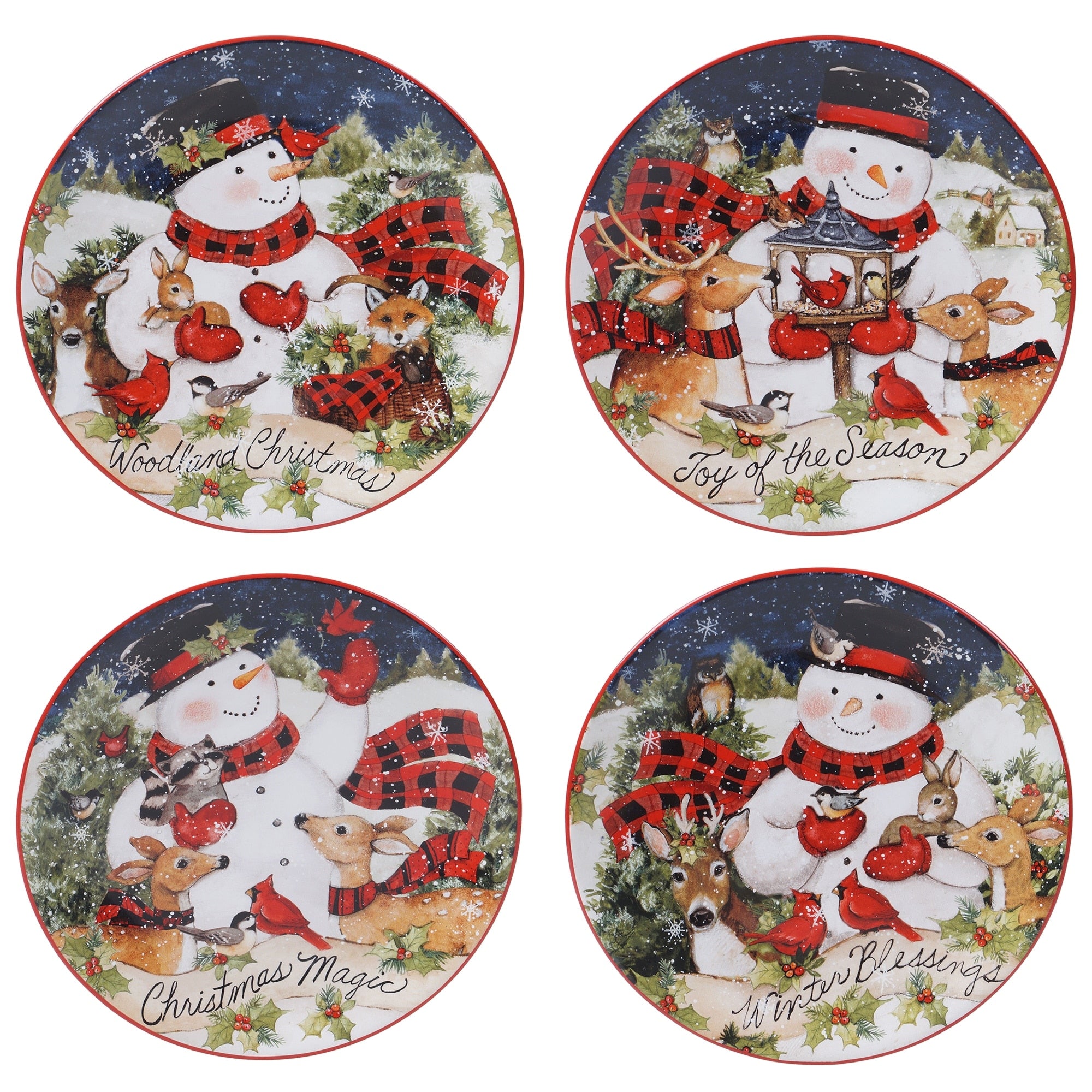 Certified International Magic Of Christmas Snowman 9 Inch Salad Dessert Plates Set Of 4