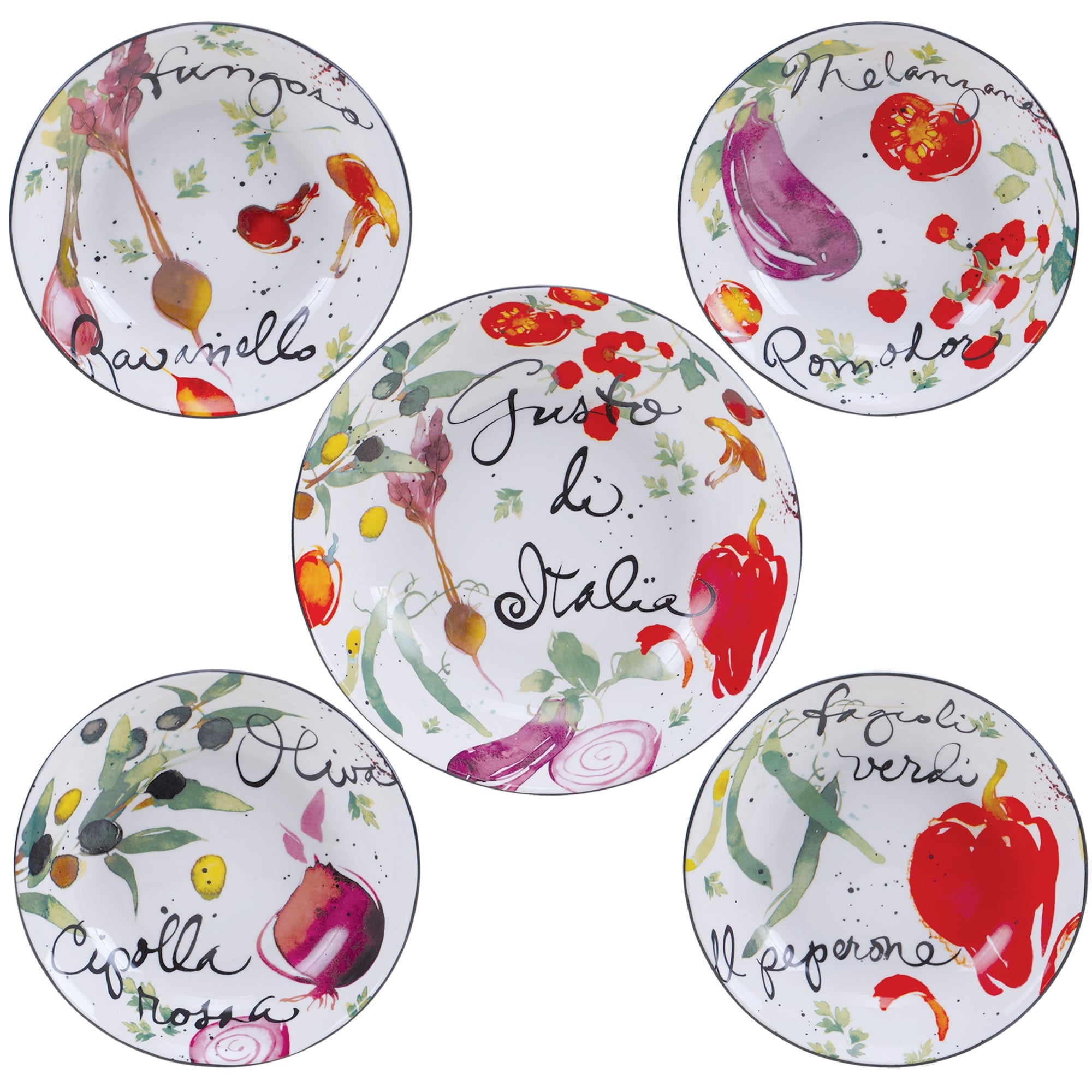 Certified International Melanzana 5 Piece Ceramic Pasta Set