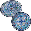 Certified International Nancy Green Talavera Floral White Blue And Green Melamine Round And Oval Platter Set Set Of 2