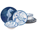 Certified International Oceanic 12 Piece Melamine Dinnerware Set Service For 4