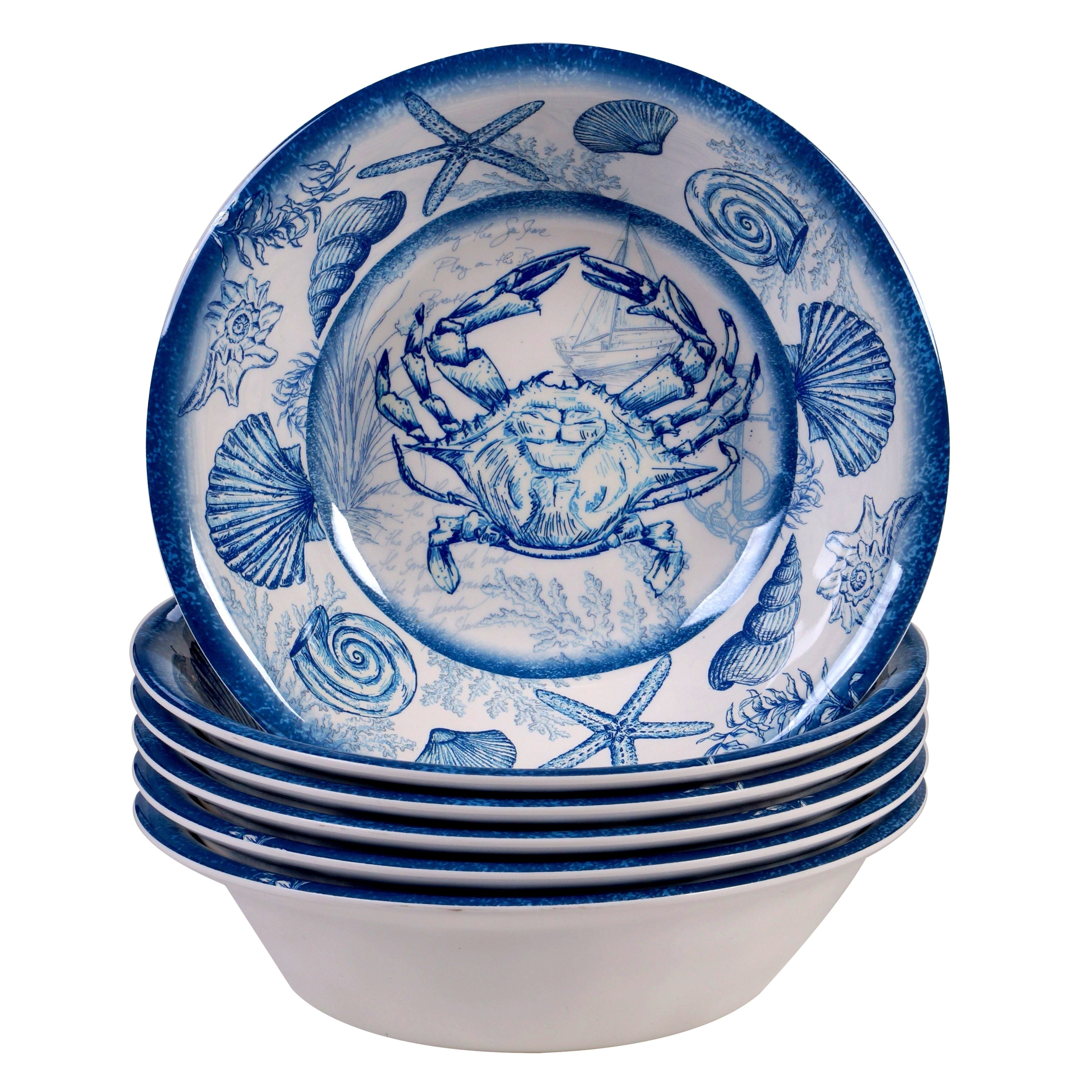 Certified International Oceanic 7.5 Inch Melamine All Purpose Bowl Set Of 6