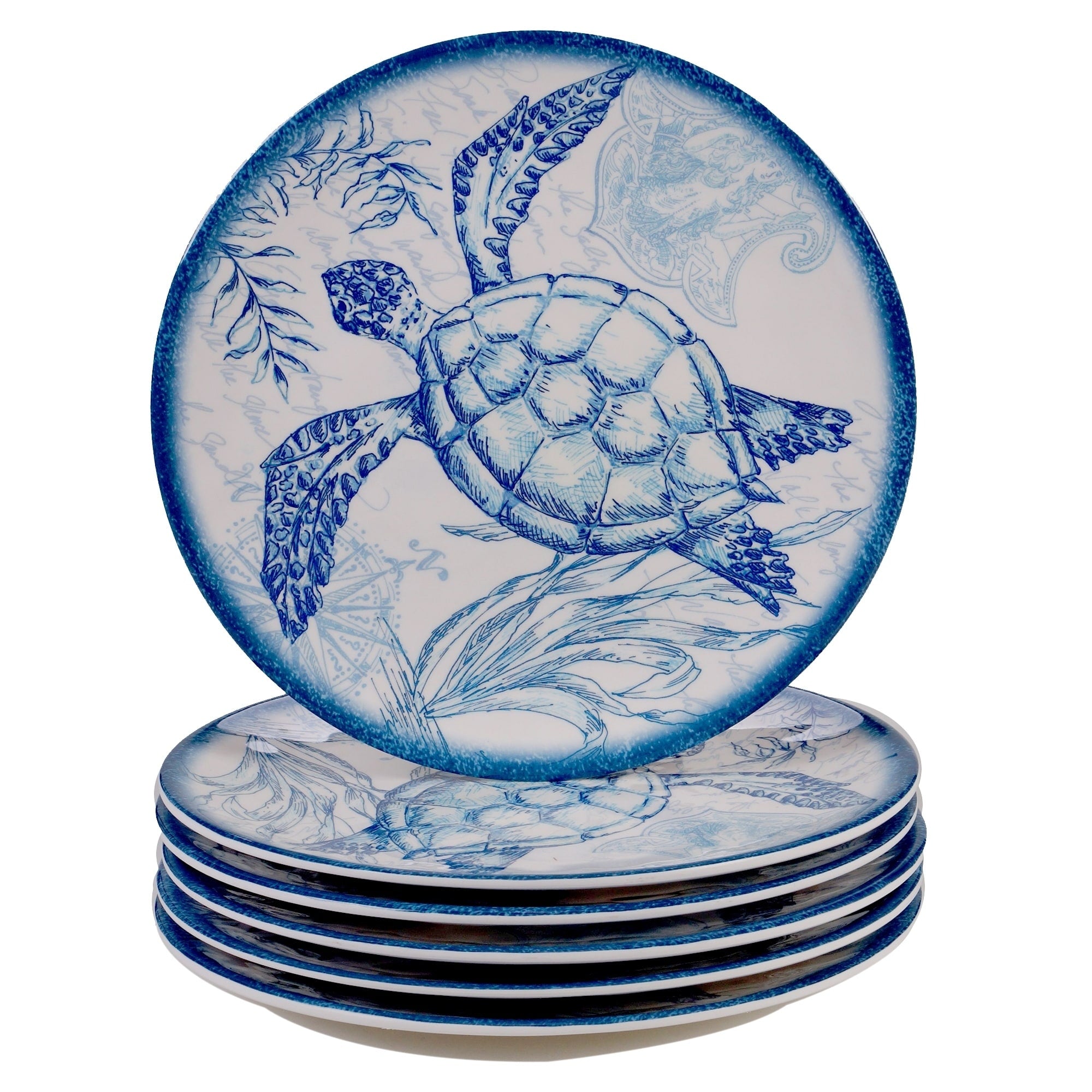 Certified International Oceanic 9 Inch Melamine Salad Dessert Plates Set Of 6