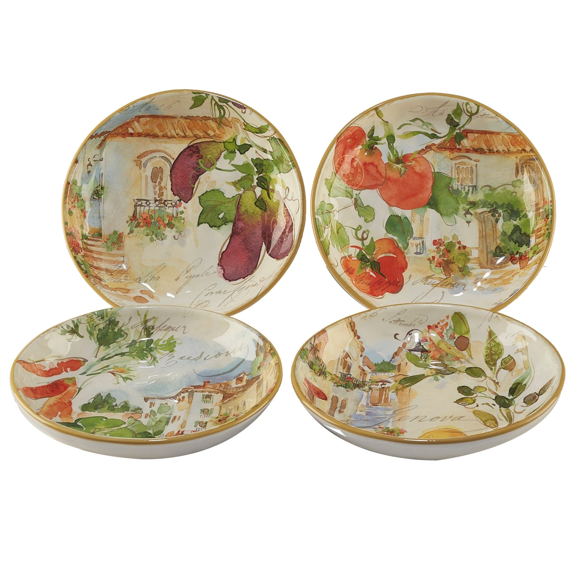 Certified International Piazzette Soup Pasta Bowls Set Of 4