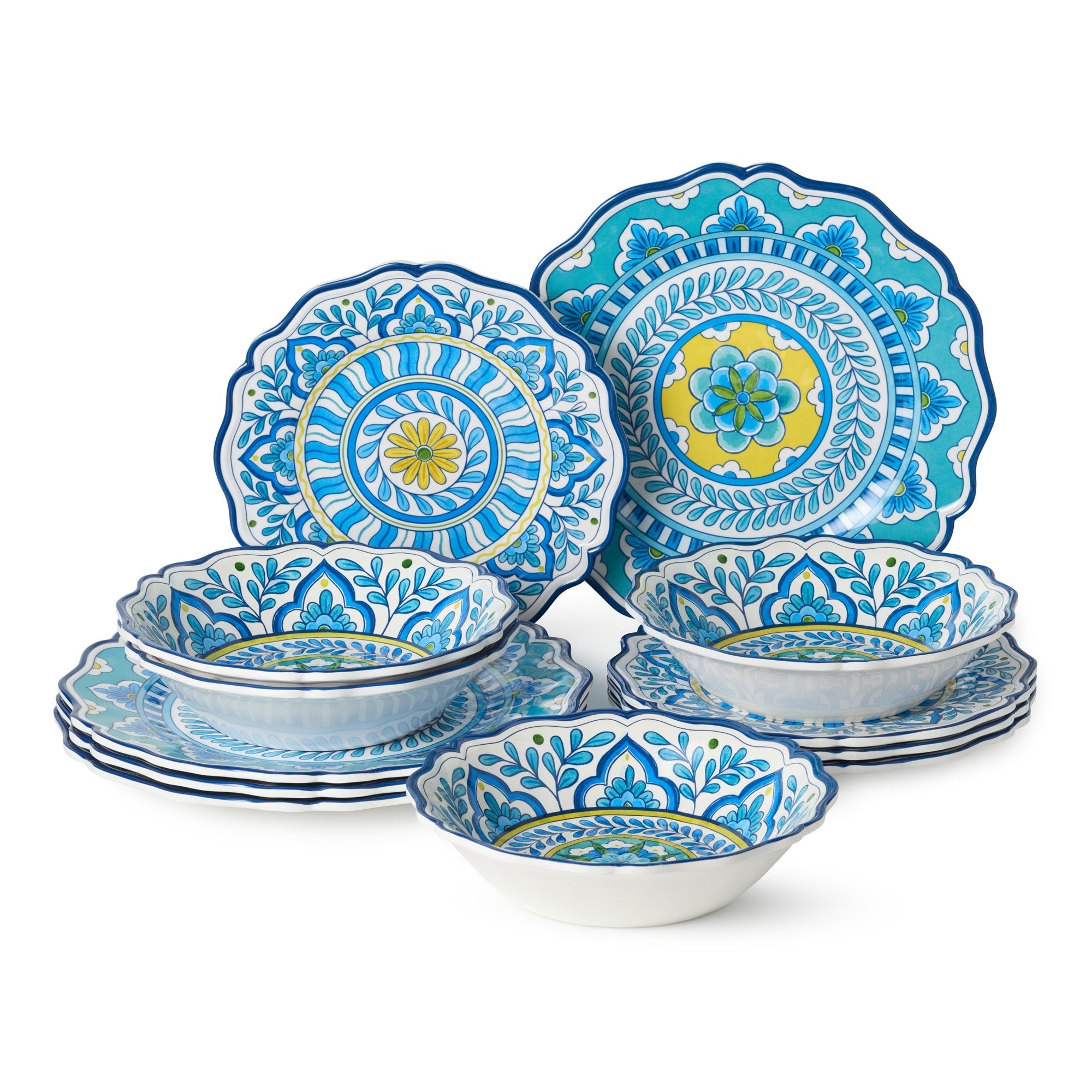 Certified International Porto Melamine 12 Piece Dinnerware Set Service For Four 11.00 L X 11.00 W X 0.50 H