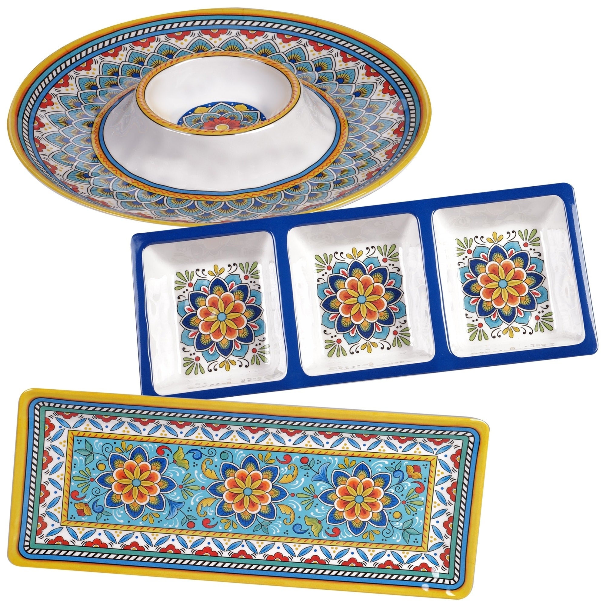 Certified International Portofino 3 Piece Melamine Hostess Set