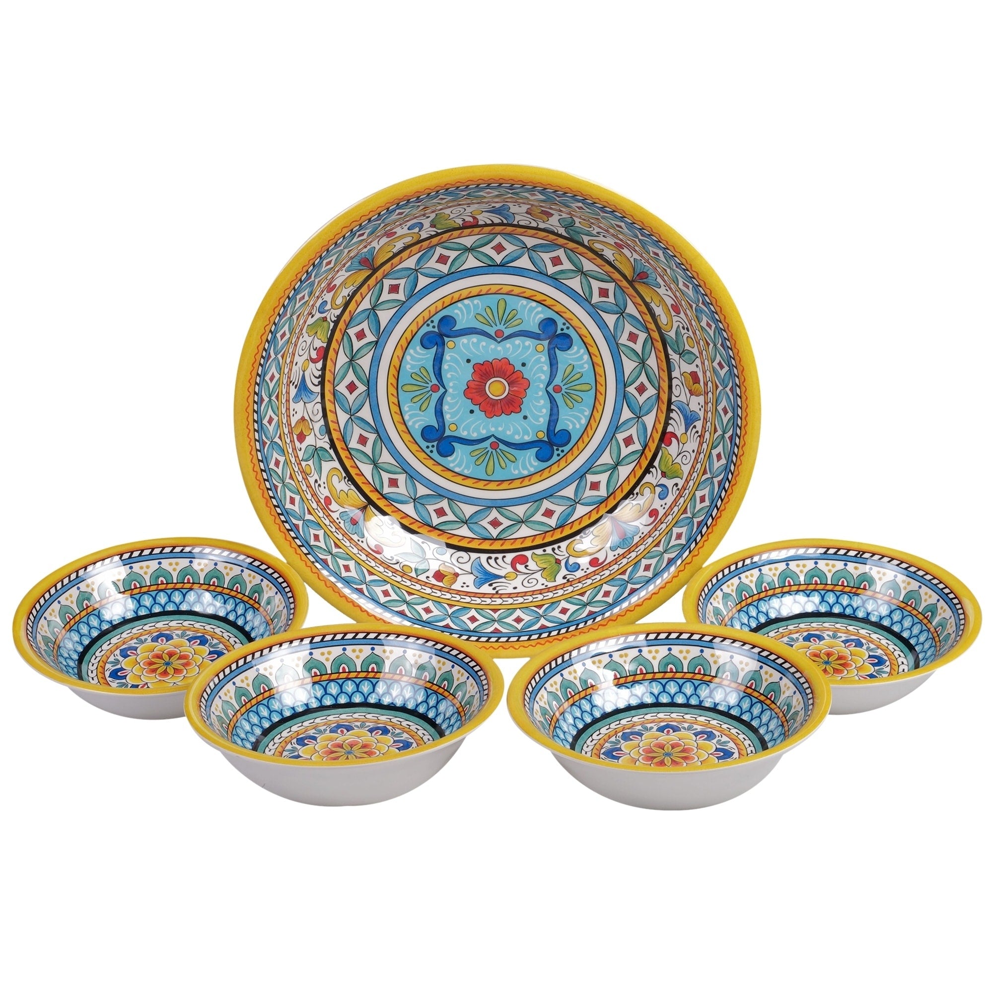 Certified International Portofino 5 Piece Melamine Salad Serving Set