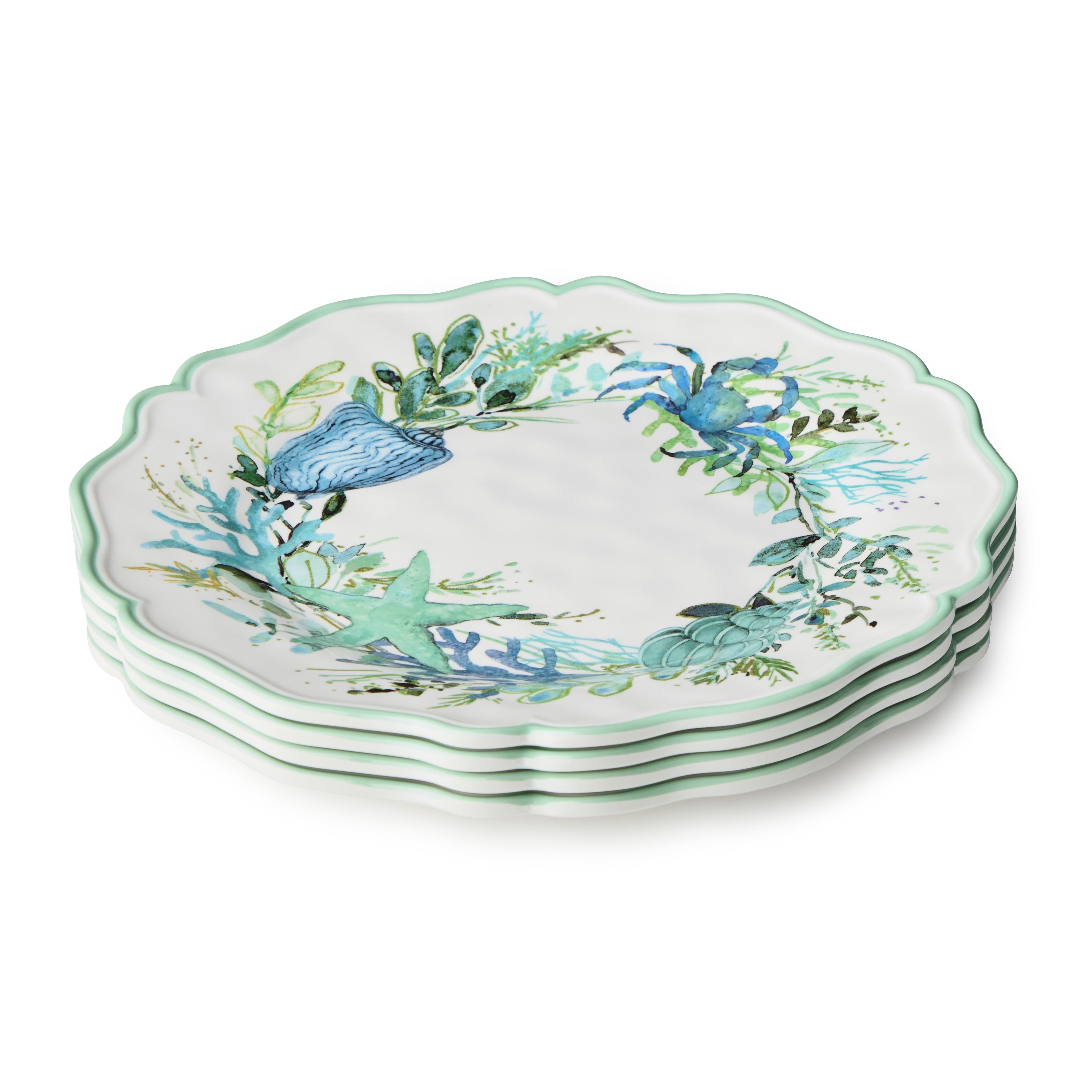 Certified International Sea Glass Melamine 11 Dinner Plates Set Of 4 11.00 L X 11.00 W X 0.50 H