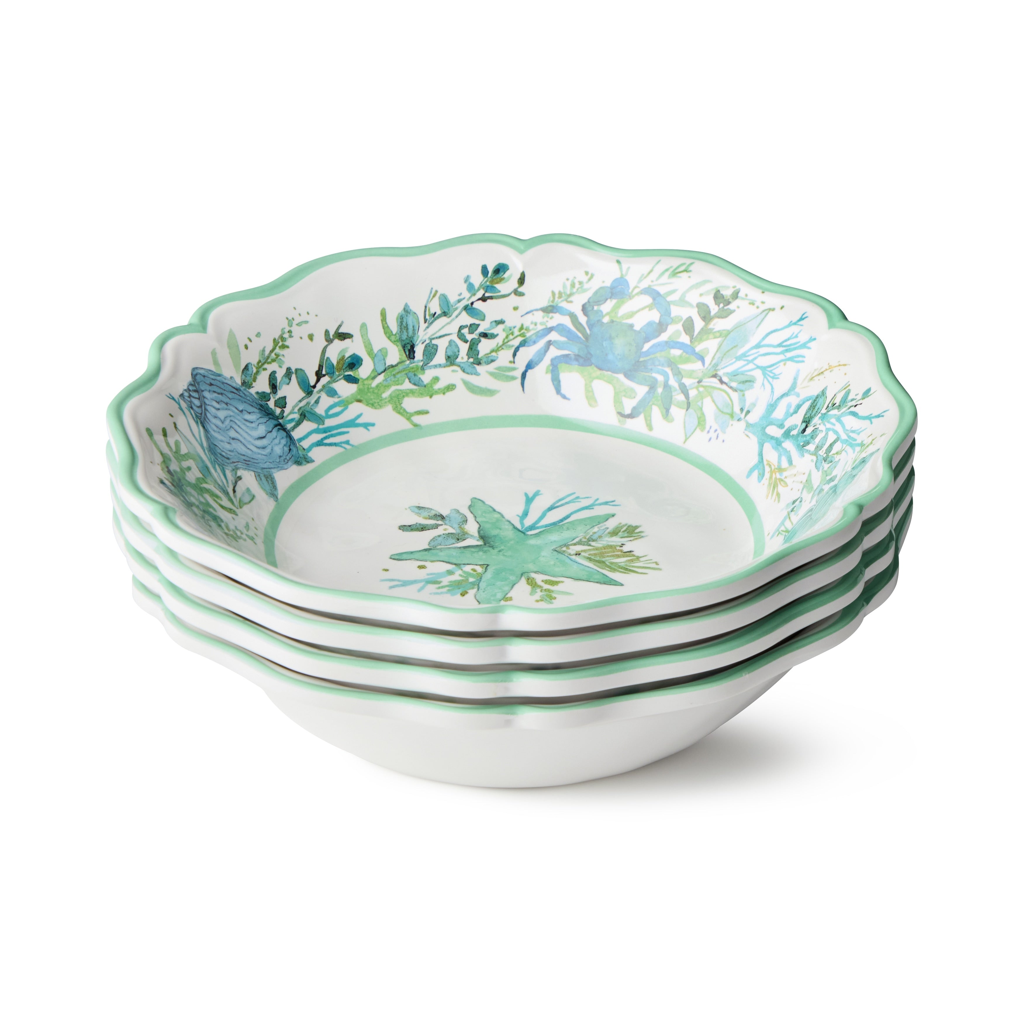 Certified International Sea Glass Melamine 28 Oz. All Purpose Bowls Set Of 4 8.50 L X 8.50 W X 2.00 H