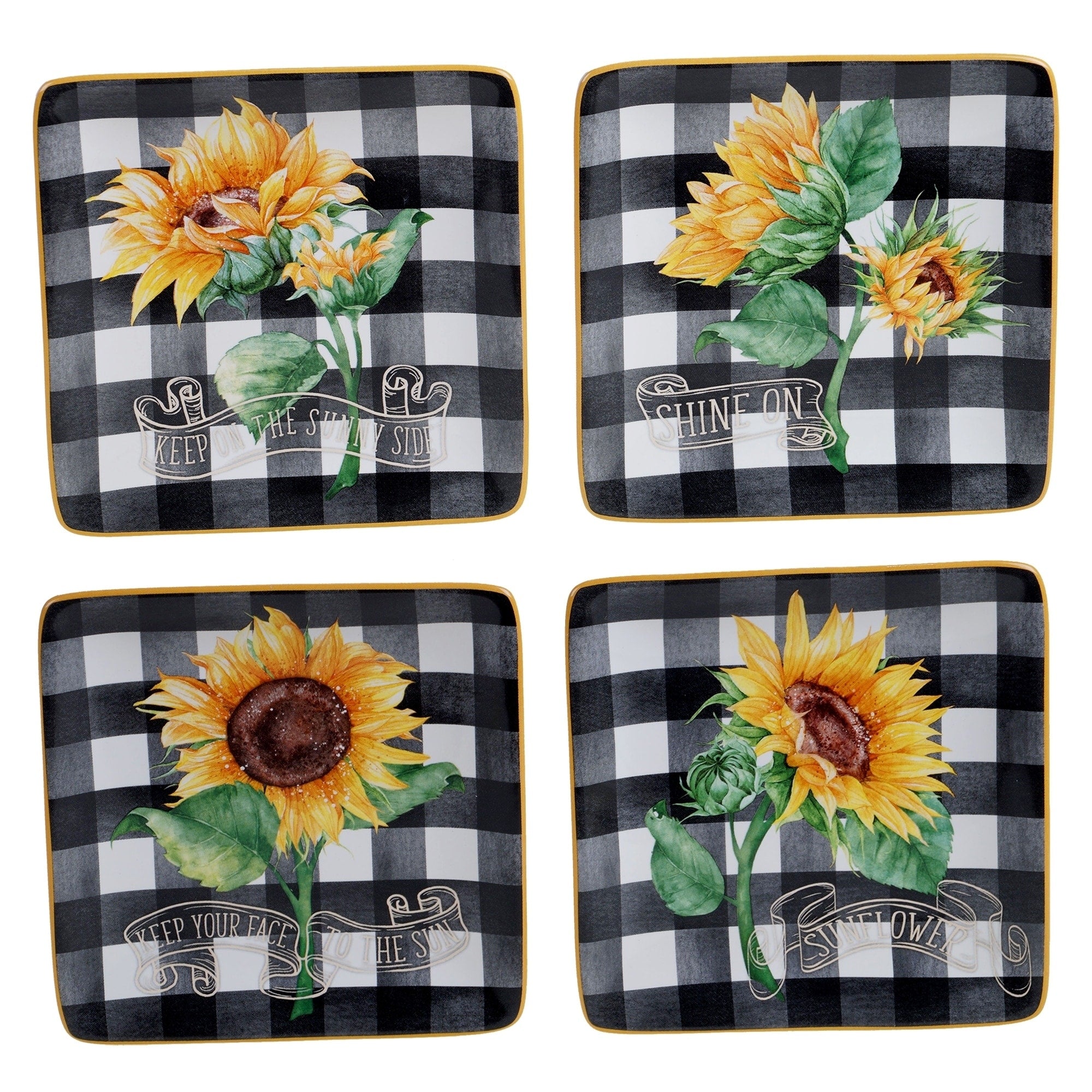 Certified International Sunflower Fields 6 Inch Canape Luncheon Plates Set Of 4