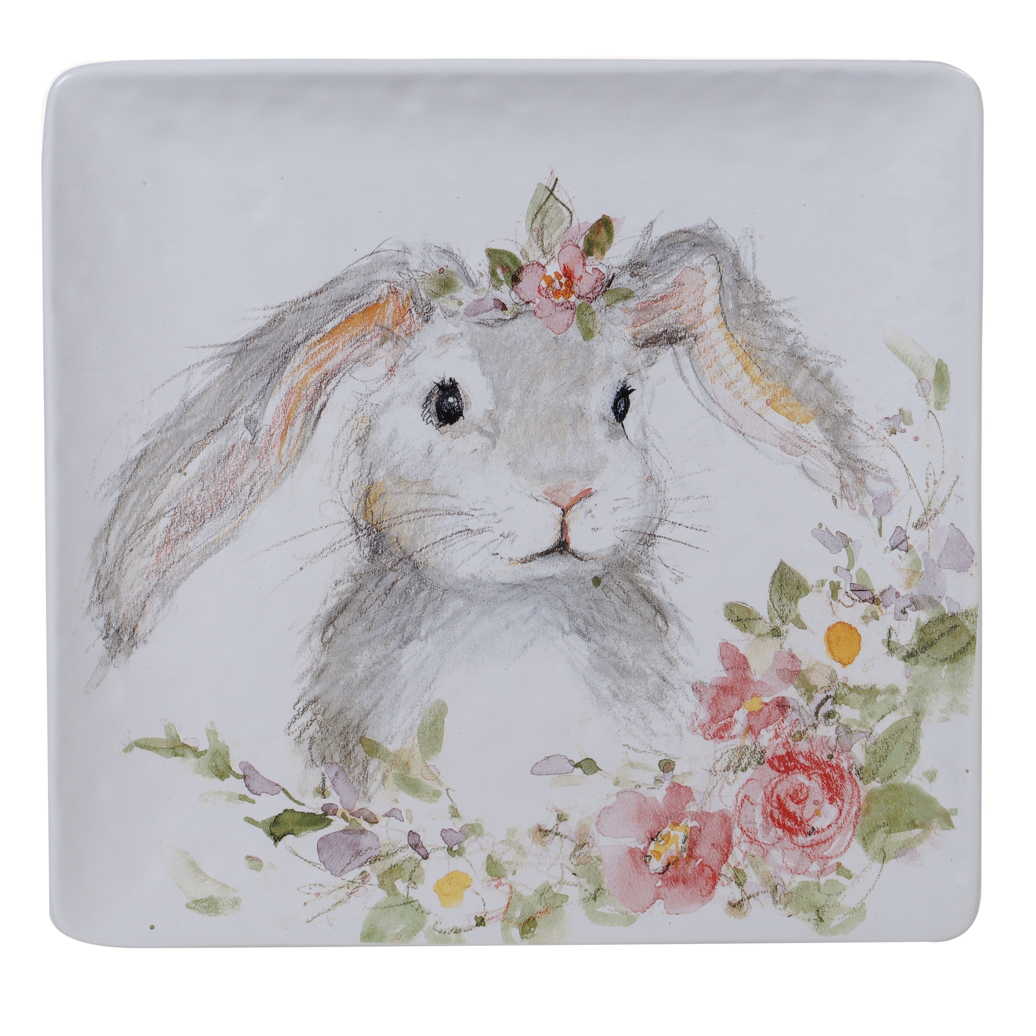 Certified International Sweet Bunny 12.5 Inch Square Serving Platter