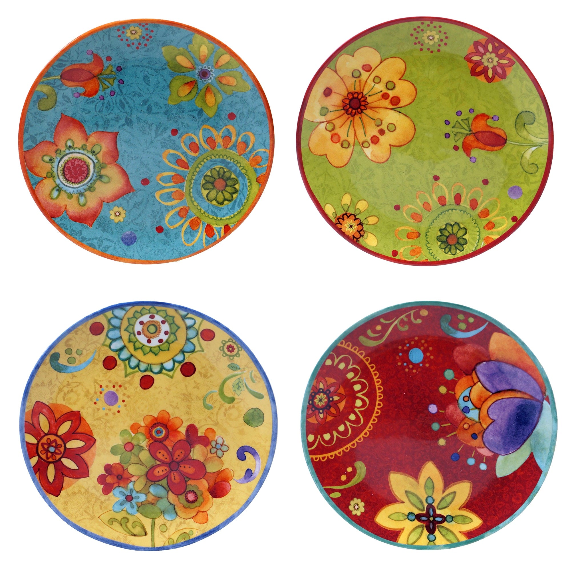 Certified International Tunisian Sunset 8.75 Salad Dessert Plates Set Of 4