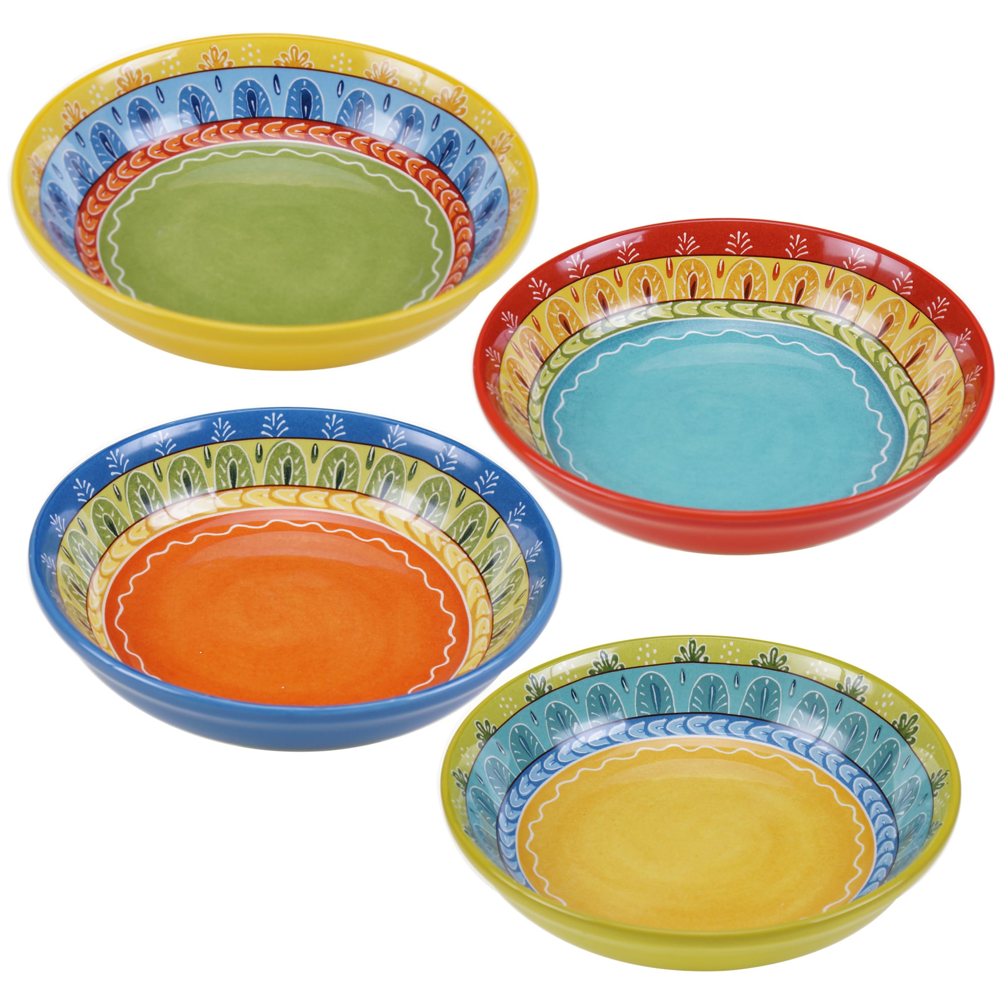 Certified International Valencia 9.25 Inch Soup Pasta Bowls Set Of 4 Assorted Designs