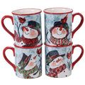 Certified International Watercolor Snowman 16 Ounce Mugs Set Of 4