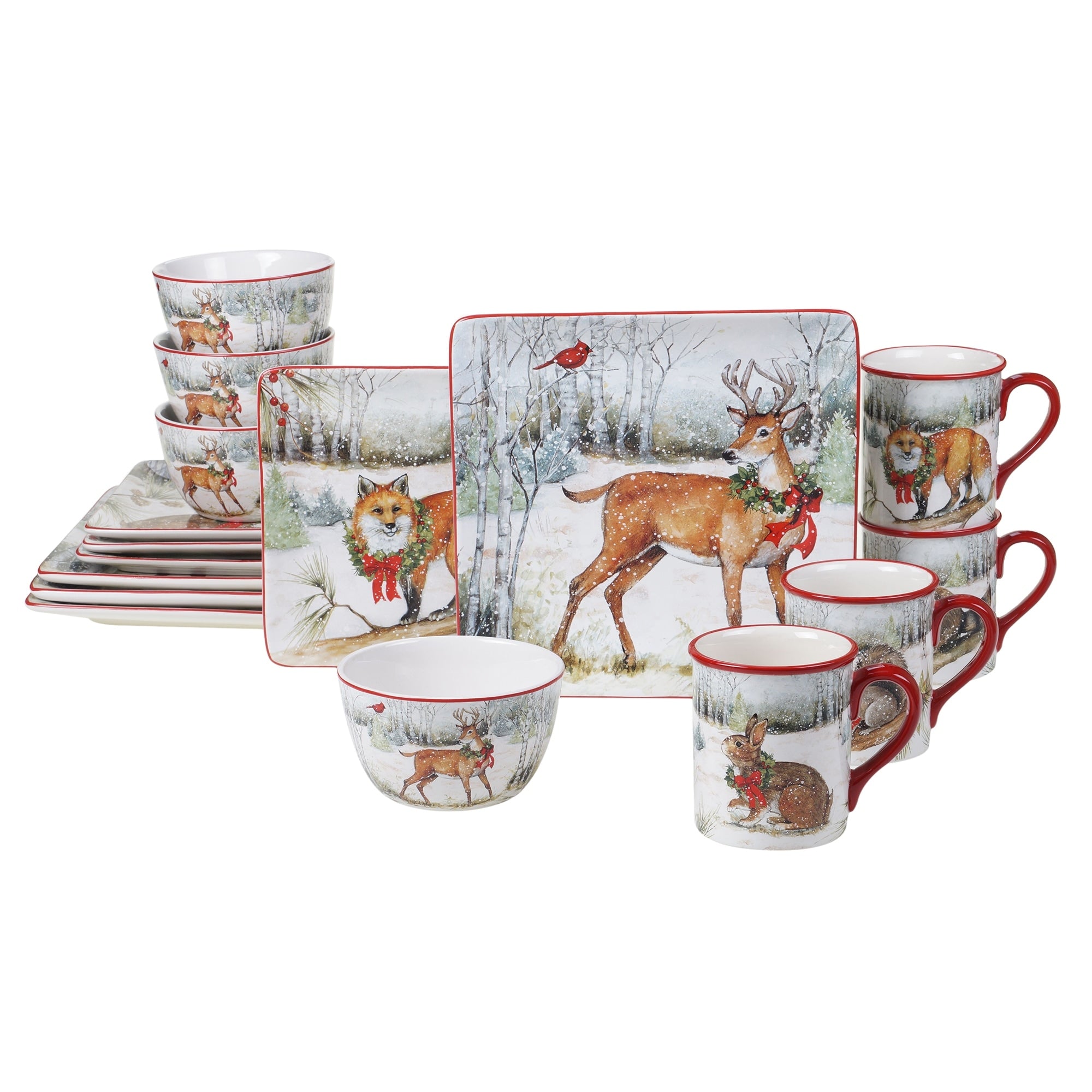 Certified International Winter Forest 16 Piece Dinnerware Set Service For 4