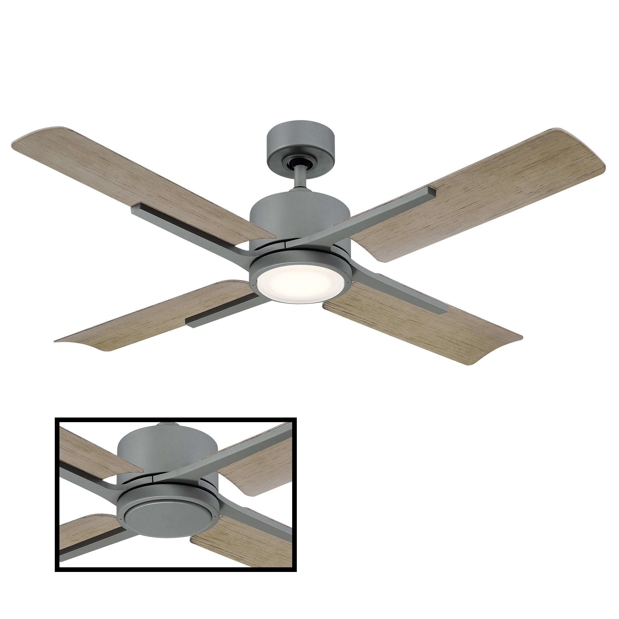 Cervantes 56 Inch Four Blade Indoor Outdoor Smart Ceiling Fan With Six Speed Dc Motor And Led Light.
