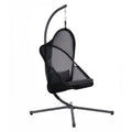 Cery Outdoor Egg Swing Chair Foldable Stand Coastal Black Cushion