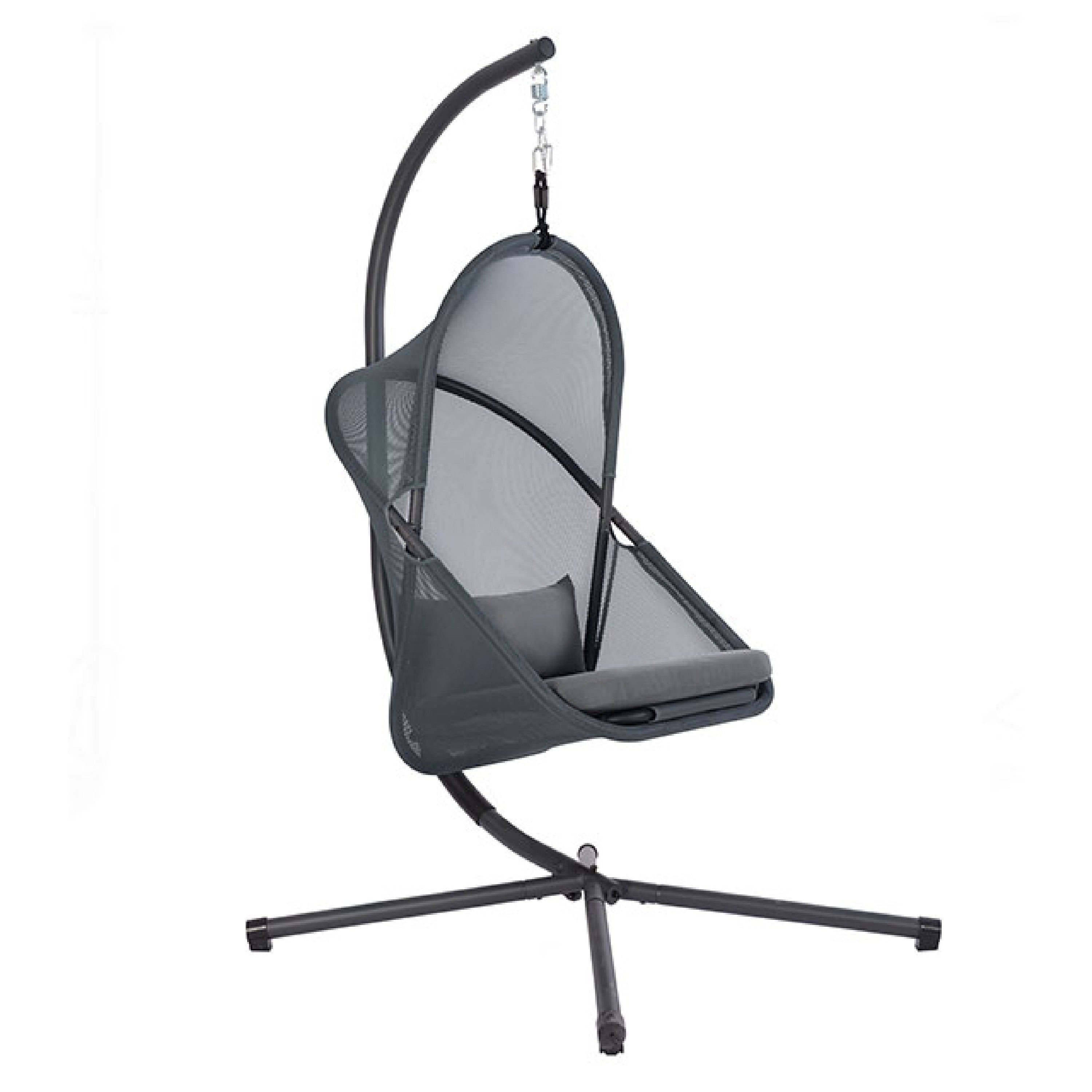 Cery Outdoor Egg Swing Chair Foldable Stand Dark Gray Cushion