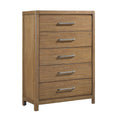 Cery Tall Dresser Chest 5 Drawer With Pewter Bar Handles Brown
