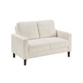 Cey Loveseat Beige Corduroy Upholstery Modern Style Brown Legs 55 Inch