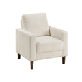 Cey Sofa Armchair Beige Corduroy Upholstery Modern Style Brown Legs