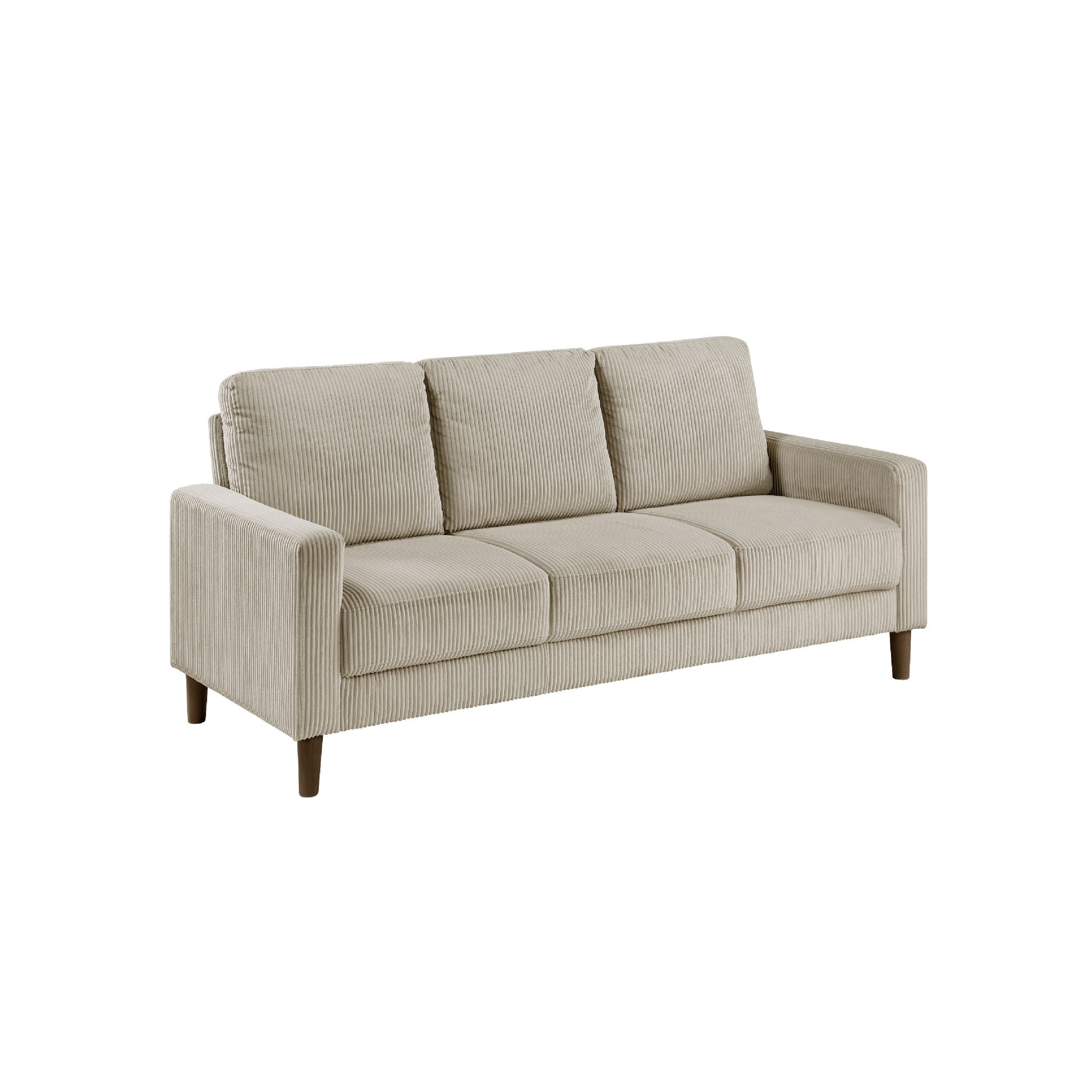 Cey Sofa Taupe Corduroy Upholstery Modern Style Brown Legs 77 Inch