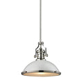 Chadwick 17 Wide 1 Light Pendant Polished Nickel With Gloss White Polished Nickel 17 Inch W