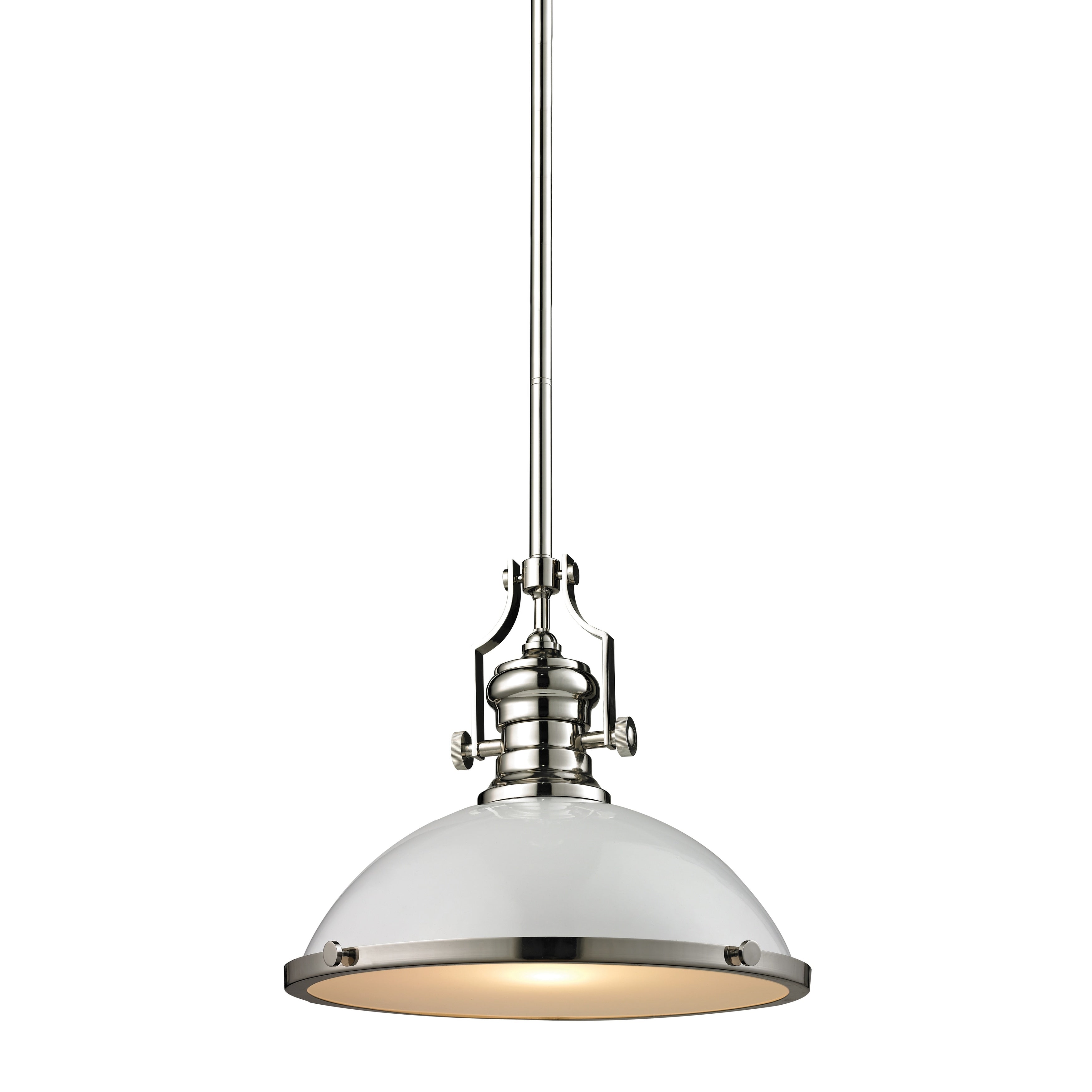 Chadwick 17 Wide 1 Light Pendant Polished Nickel With Gloss White Polished Nickel 17 Inch W