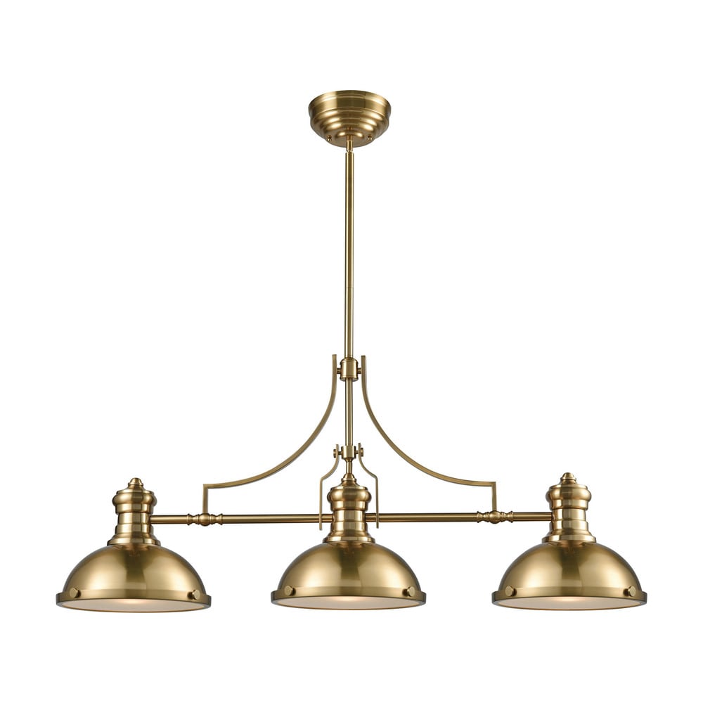 Chadwick Satin Brass With Frosted Glass Diffusers 3 Light Island
