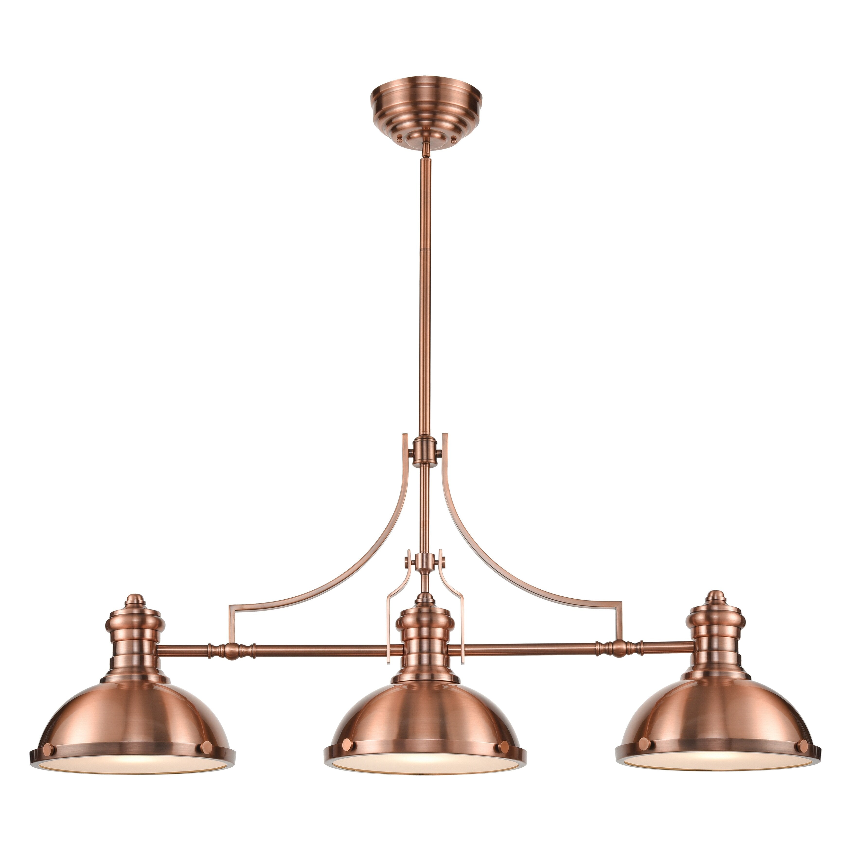 Chadwick 47 Inch Wide 3 Light Linear Chandelier In Antique Copper