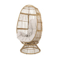 Chair With Cushion Egg Shaped Hand Crafted Wooden Fabric Iron Frame