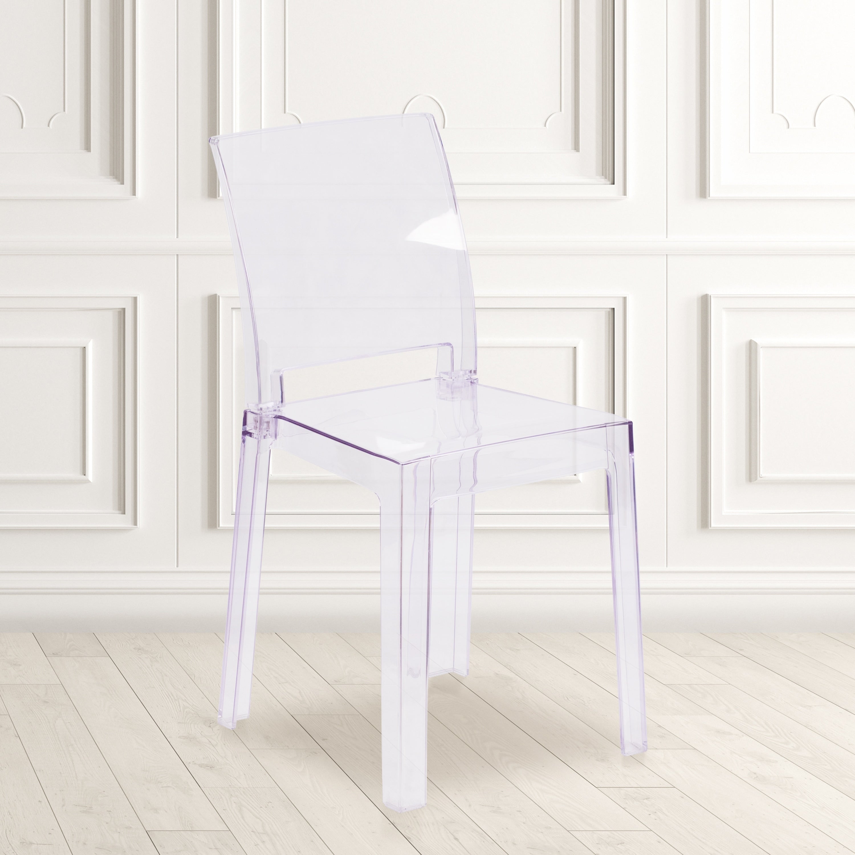 Chair With Square Back In Transparent Crystal Wedding Chairs 15.75 W X 19.5 D X 32.5 H