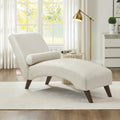 Chaise Lounge Chair With Bolster Pillow Upholstered In Premium Tech Fabric Mid Century Modern Curved Lounger 400 Lbs Capacity