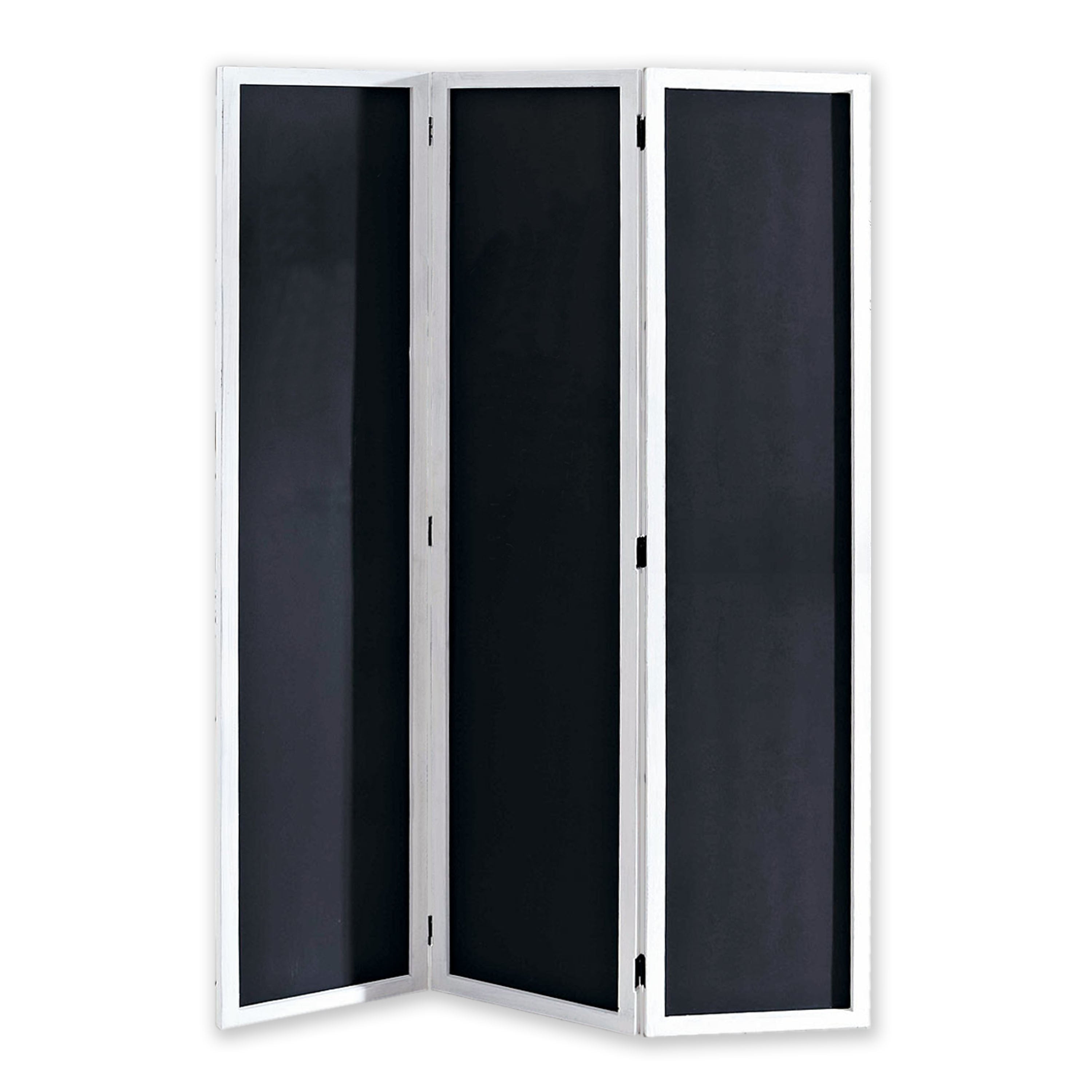 Chalkboard And Wooden 3 Panel Room Divider Black And White