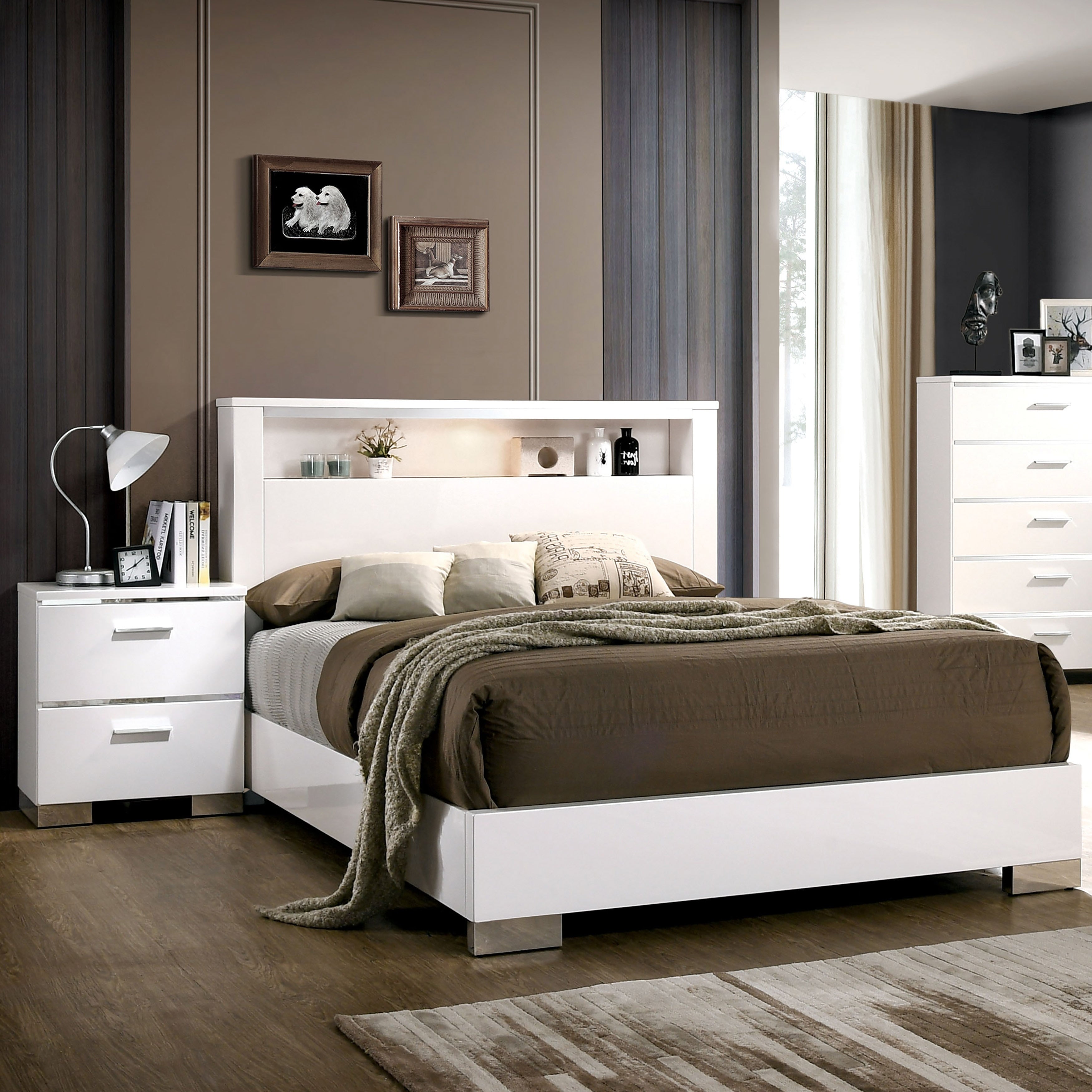 Furniture Of America Elysee 3 Piece Queen Storage Bed Set