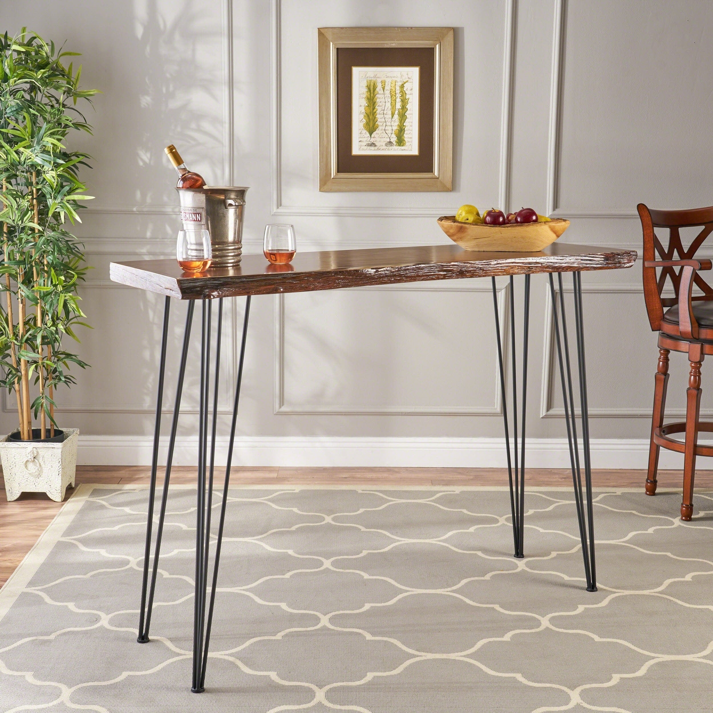 Chana Industrial Faux Live Edge Bar Table By Christopher Knight Home