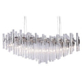 Polished Chrome Steel Chandelier With Clear Glass Rods