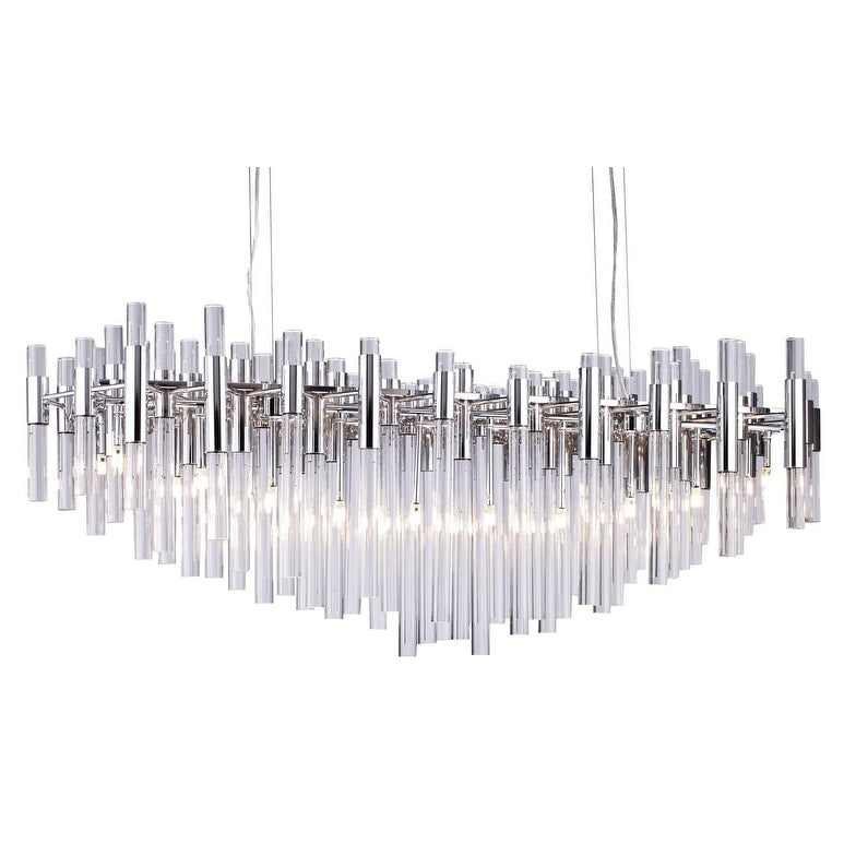 Polished Chrome Steel Chandelier With Clear Glass Rods