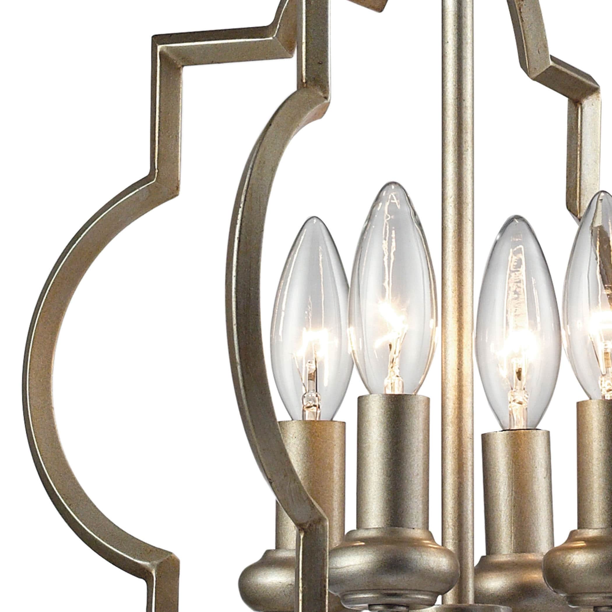 Chandette 14 Inch Wide 4 Light Chandelier In Aged Silver 14In W X 14In D X 18In H