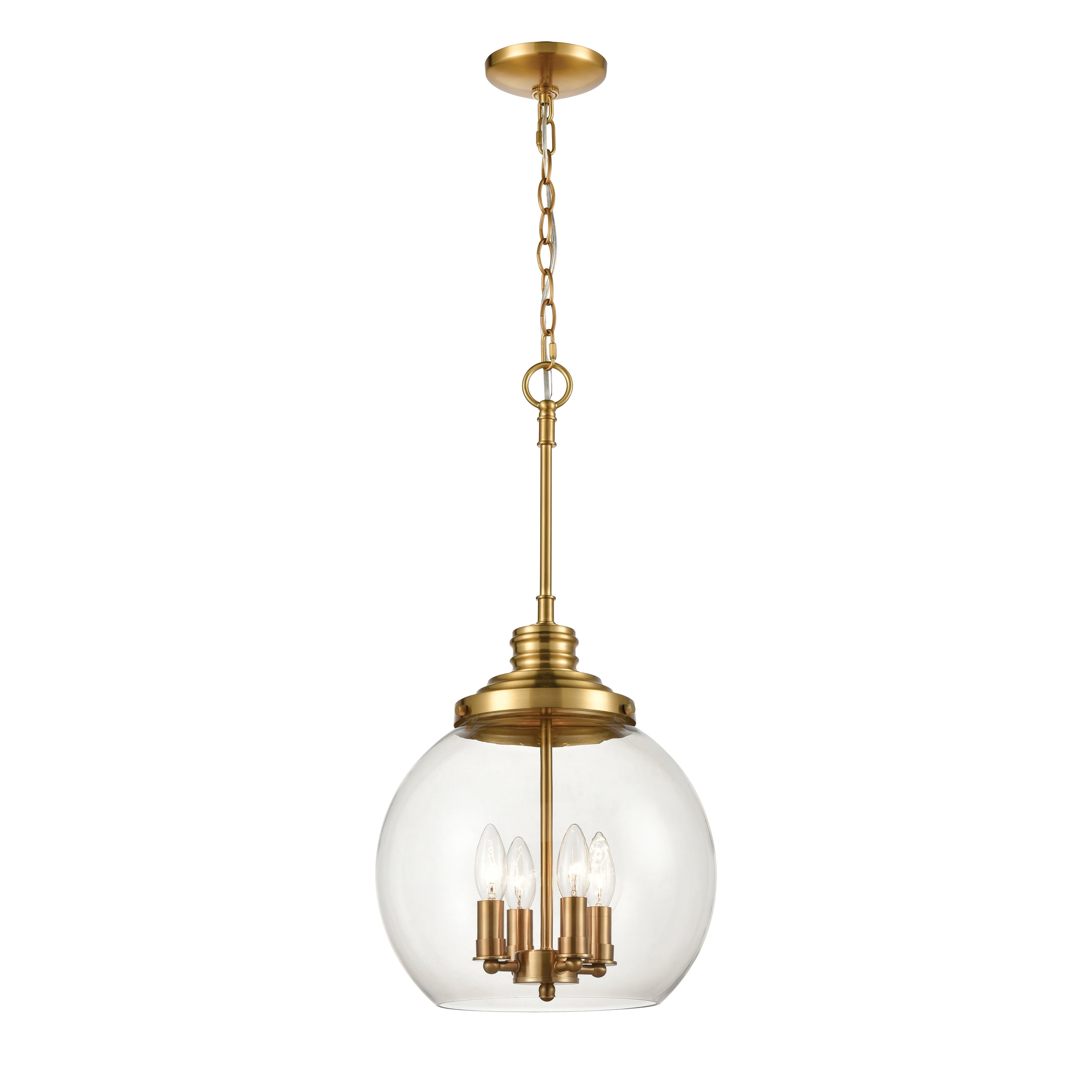 Chandra 13 Inch Wide 4 Light Pendant In Burnished Brass 13In W X 13In D X 25In H