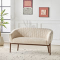 Channel Tufted Curved Loveseat Solid Wood Plush Foam Timeless Style