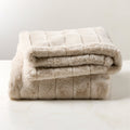 Channel Off-White Faux Fur Throw Pillow with Feather-Down Insert 18inx18in