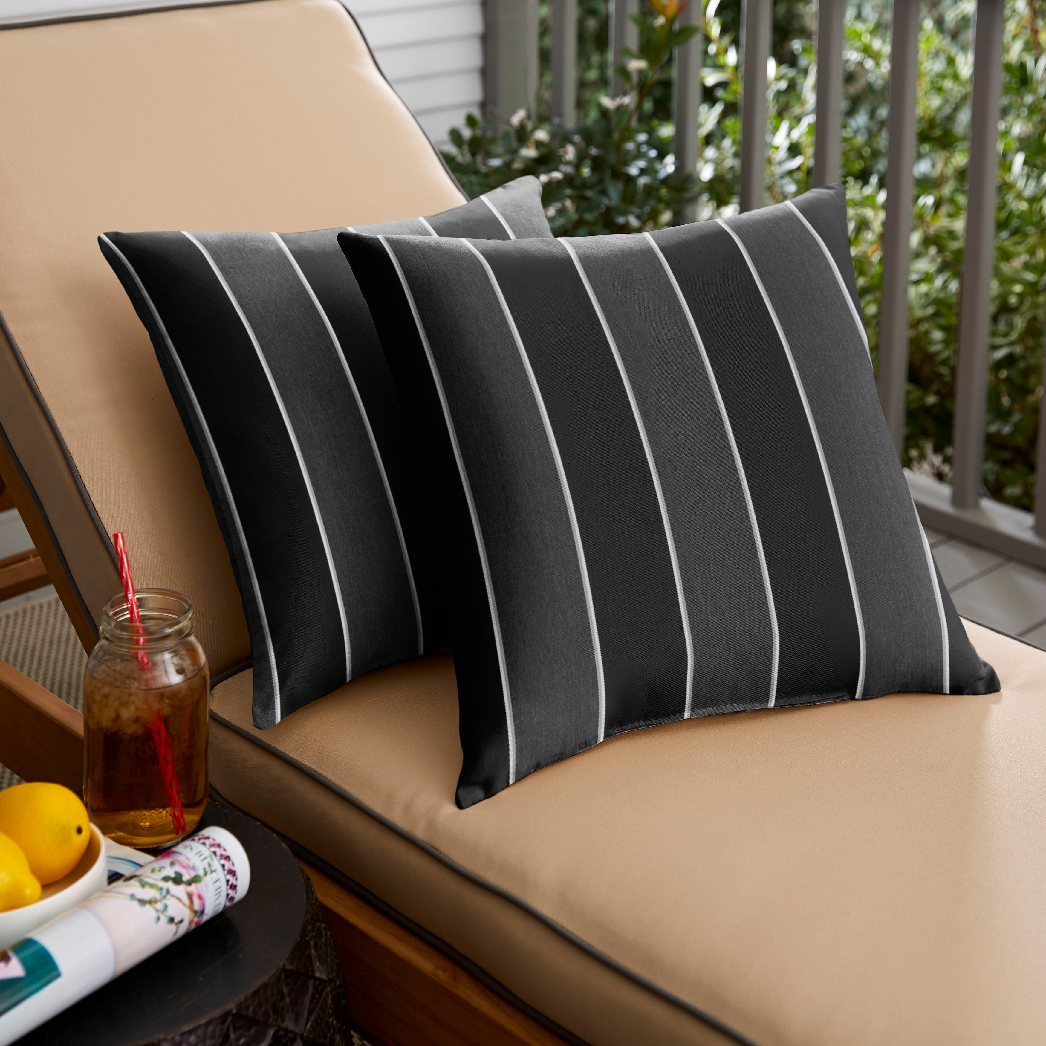Chapman Sunbrella Peyton Granite Indoor Outdoor 18 Inch Knife Edge Pillow Set