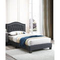Charcoal Finish 1Pc Bed Set Platform Bed Adjustable Headboard